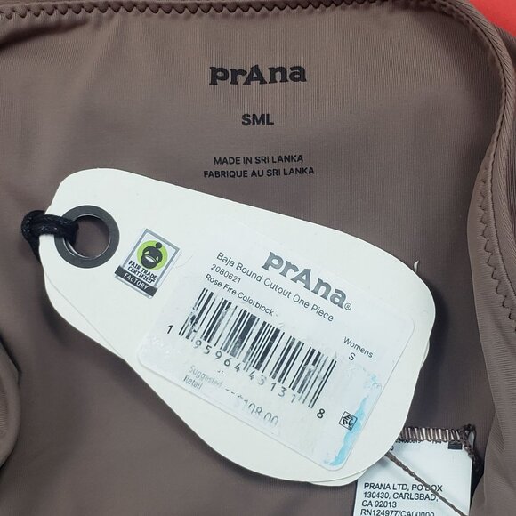 Prana Baja Bound Cutout One Piece Swimsuit Women's Sz Small Rose Fire Colorblock - Picture 2 of 16